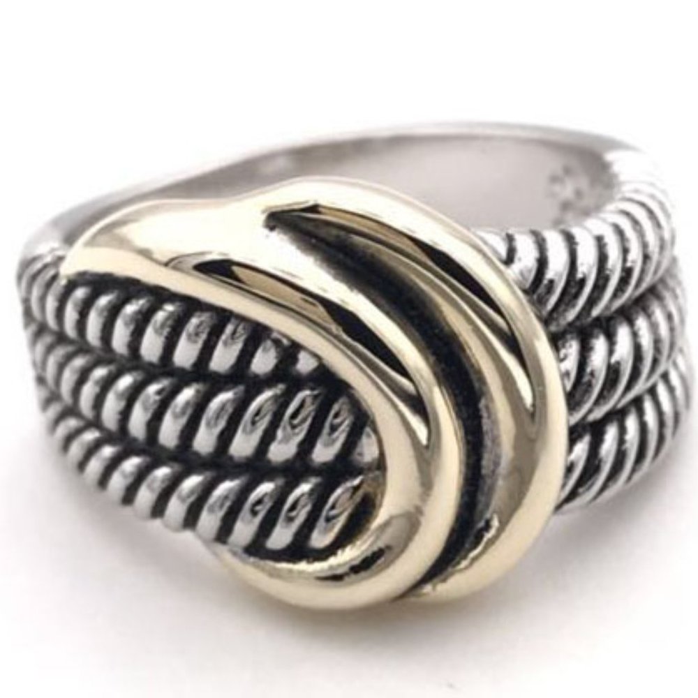 SILVER CABLE RING WITH GOLD CROSSOVER /WILL NOT GO ANY LOWER!